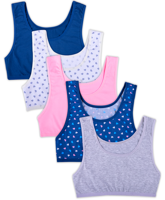 5er Set Mädchen Bustier BH - Herz - Bunt