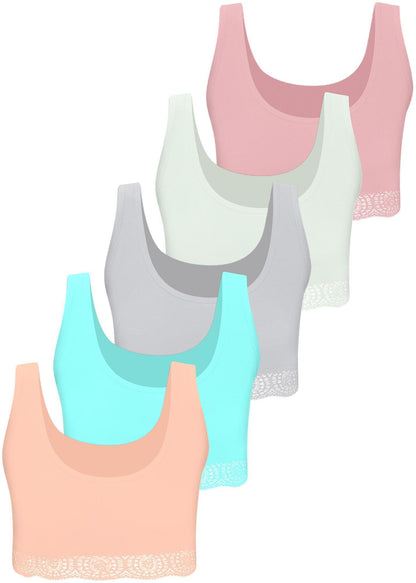 5er Set Mädchen Bustier BH - Spitze - Bunt