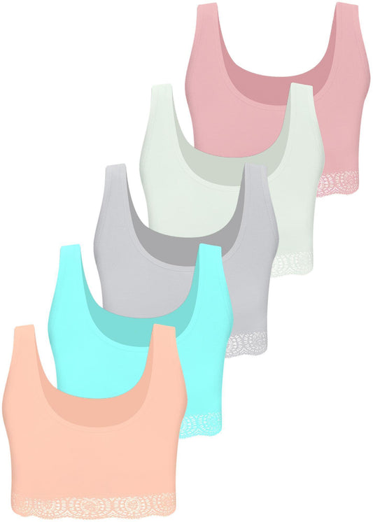 5er Set Mädchen Bustier BH - Spitze - Bunt