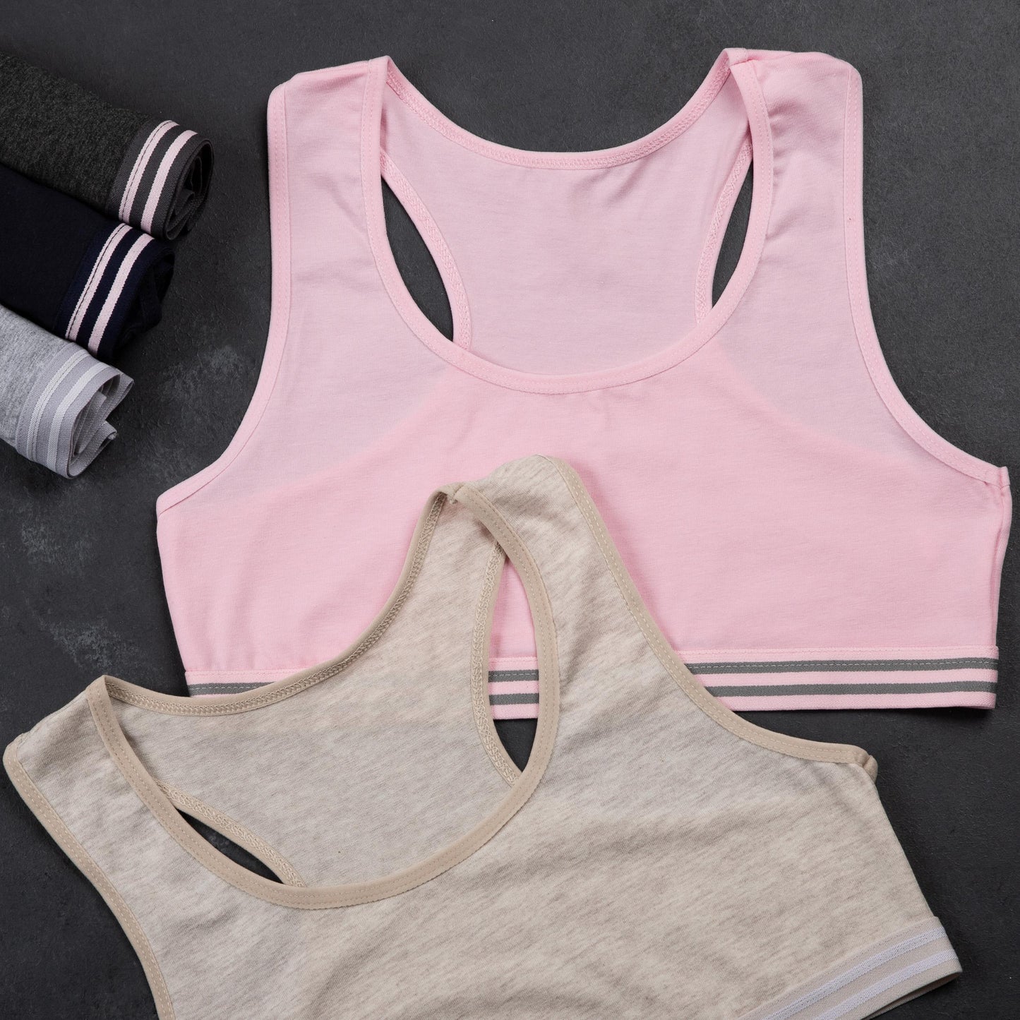 5er Set Mädchen Bustier BH - Streifen - Bunt