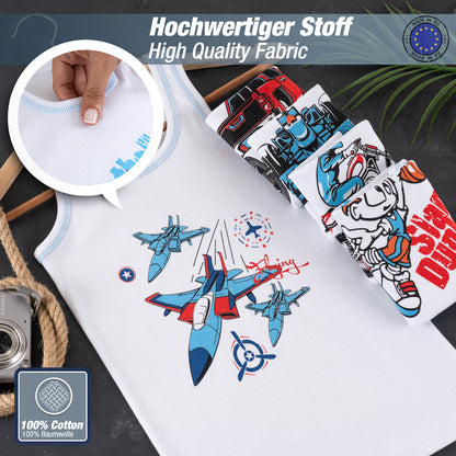 5er Set Jungen Unterhemden - Feinripp - Weiss