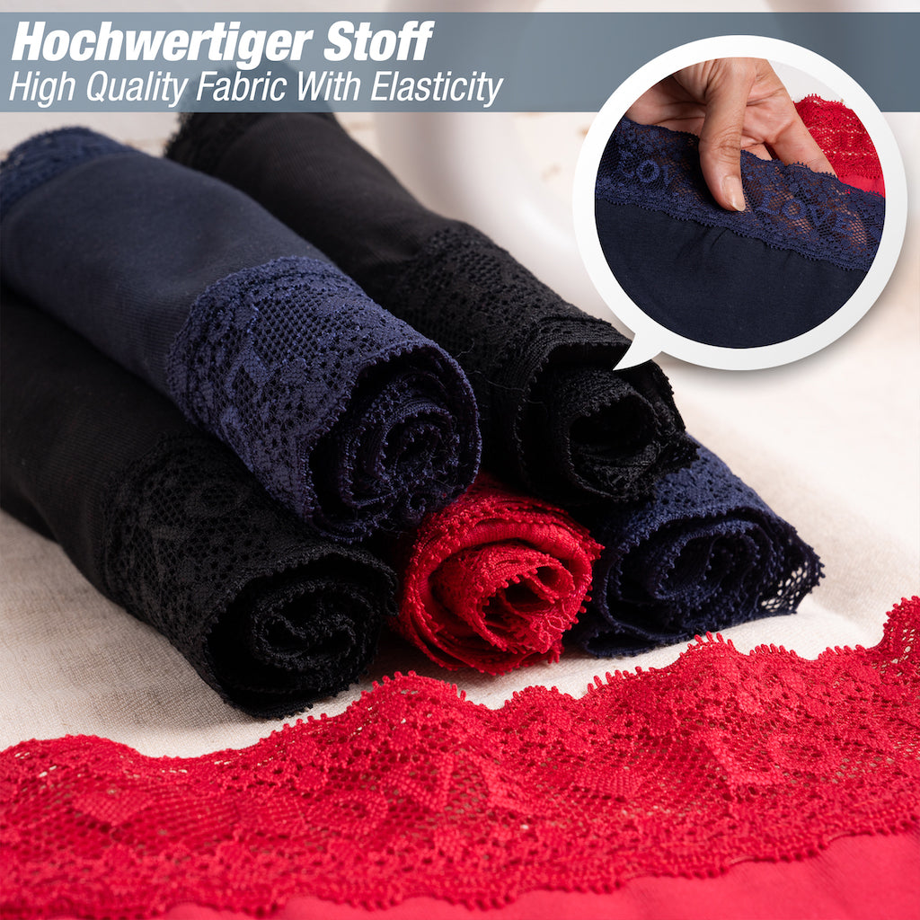 6er Set Pantys - Spitze Love - Bunt