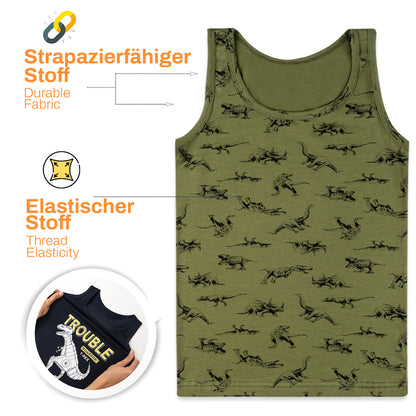 5er Set Jungen Unterhemden - Dinosaurier - Bunt
