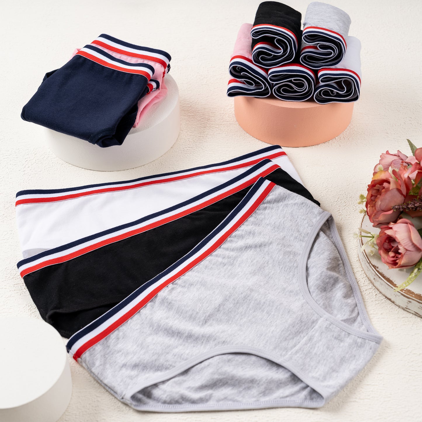 10er Set Mädchen Slips - Streifen - Bunt