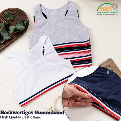 5er Set Mädchen Bustier X-Rücken - Streifen - Bunt