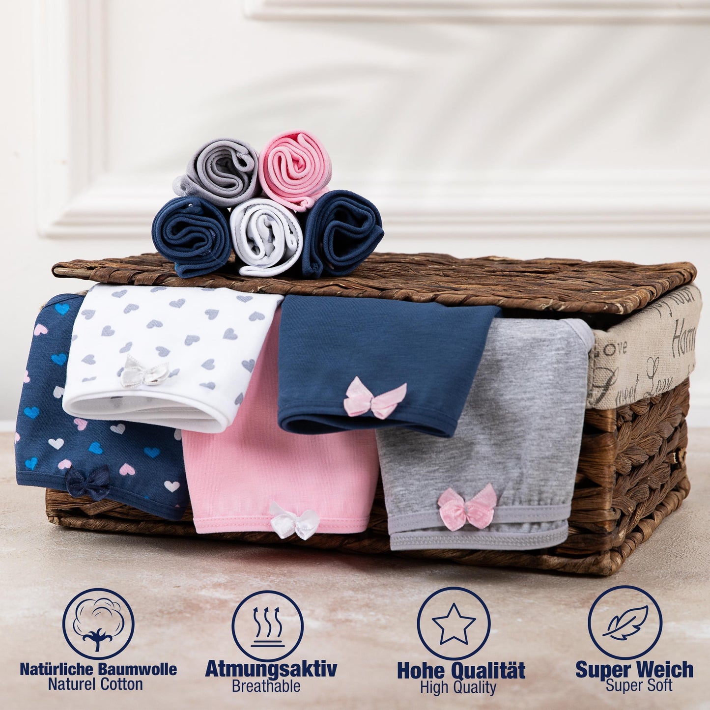 10er Set Mädchen Slips - Herz - Bunt