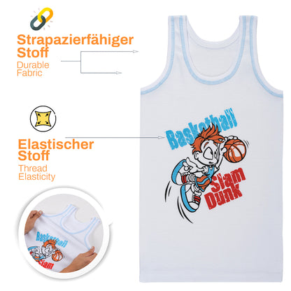 5er Set Jungen Unterhemden - Feinripp - Weiss