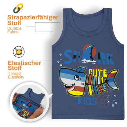 5er Set Jungen Unterhemden - Shark - Bunt