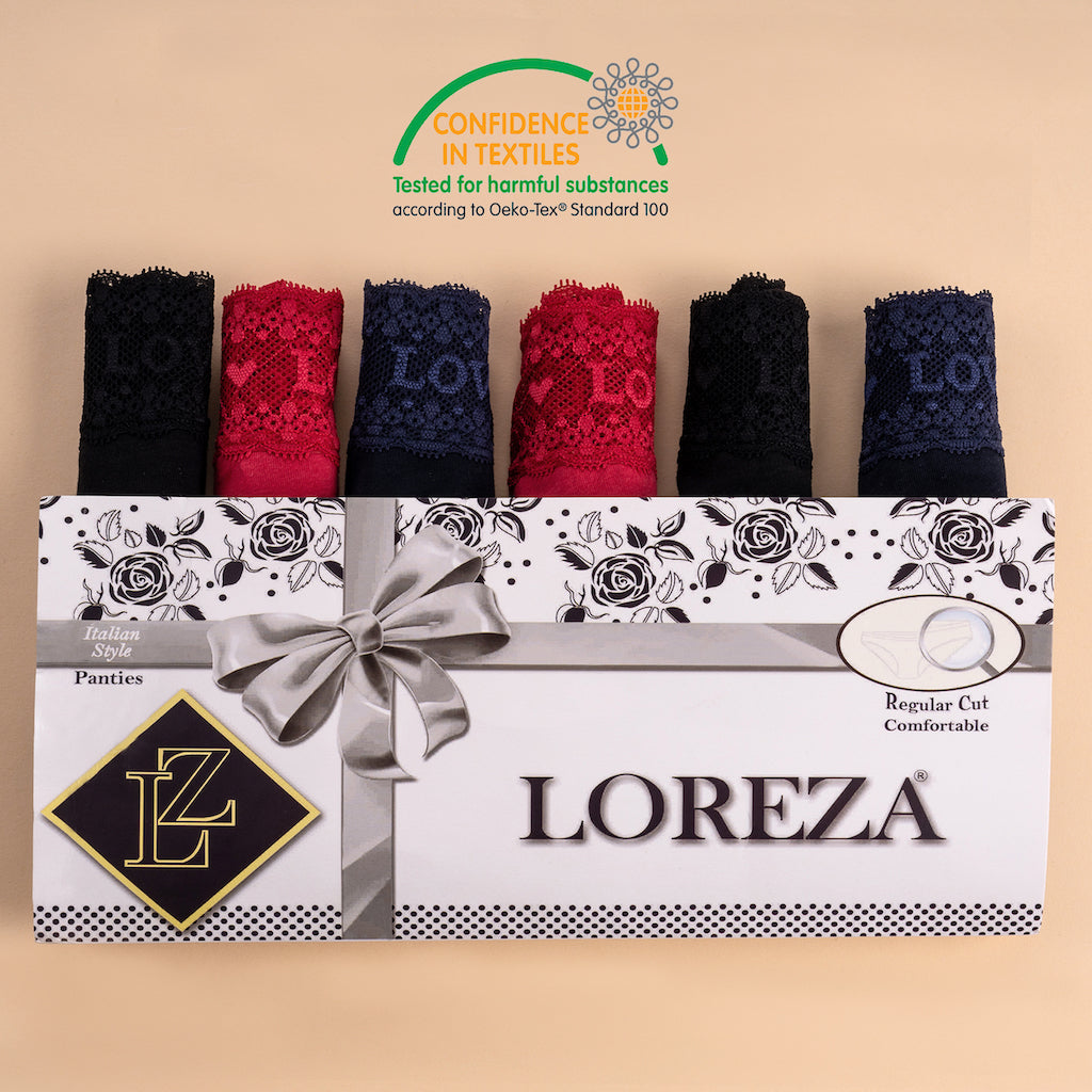 6er Set Pantys - Spitze Love - Bunt