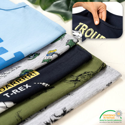 5er Set Jungen Unterhemden - Dinosaurier - Bunt