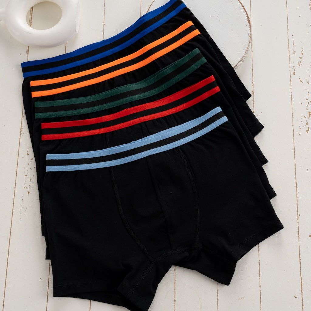 10er Set Jungen Boxershorts Baumwolle - Streifen- Schwarz