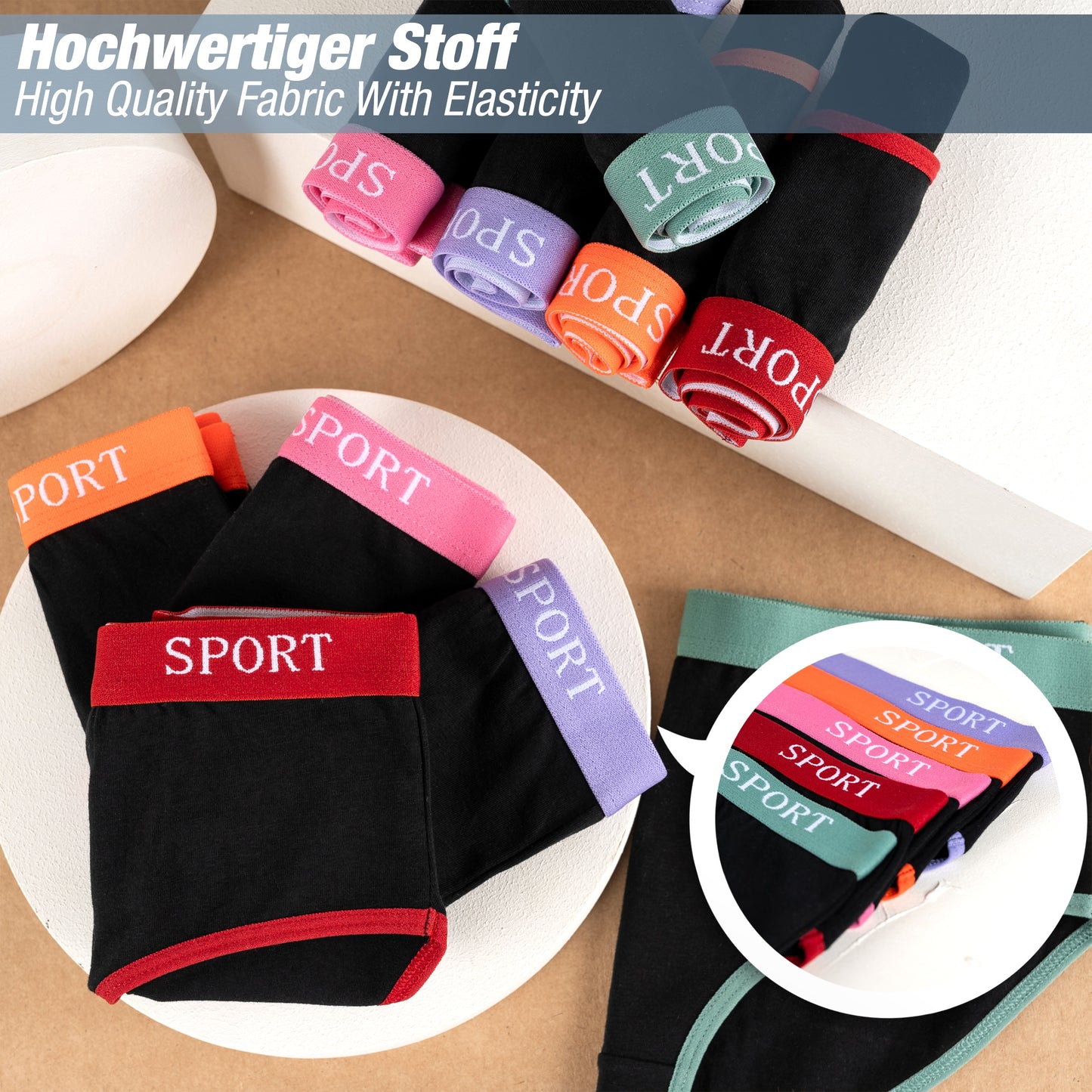 10er Set Mädchen Slips - Sport - Schwarz