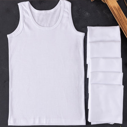 6er Set Jungen Unterhemden - Feinripp - Weiss