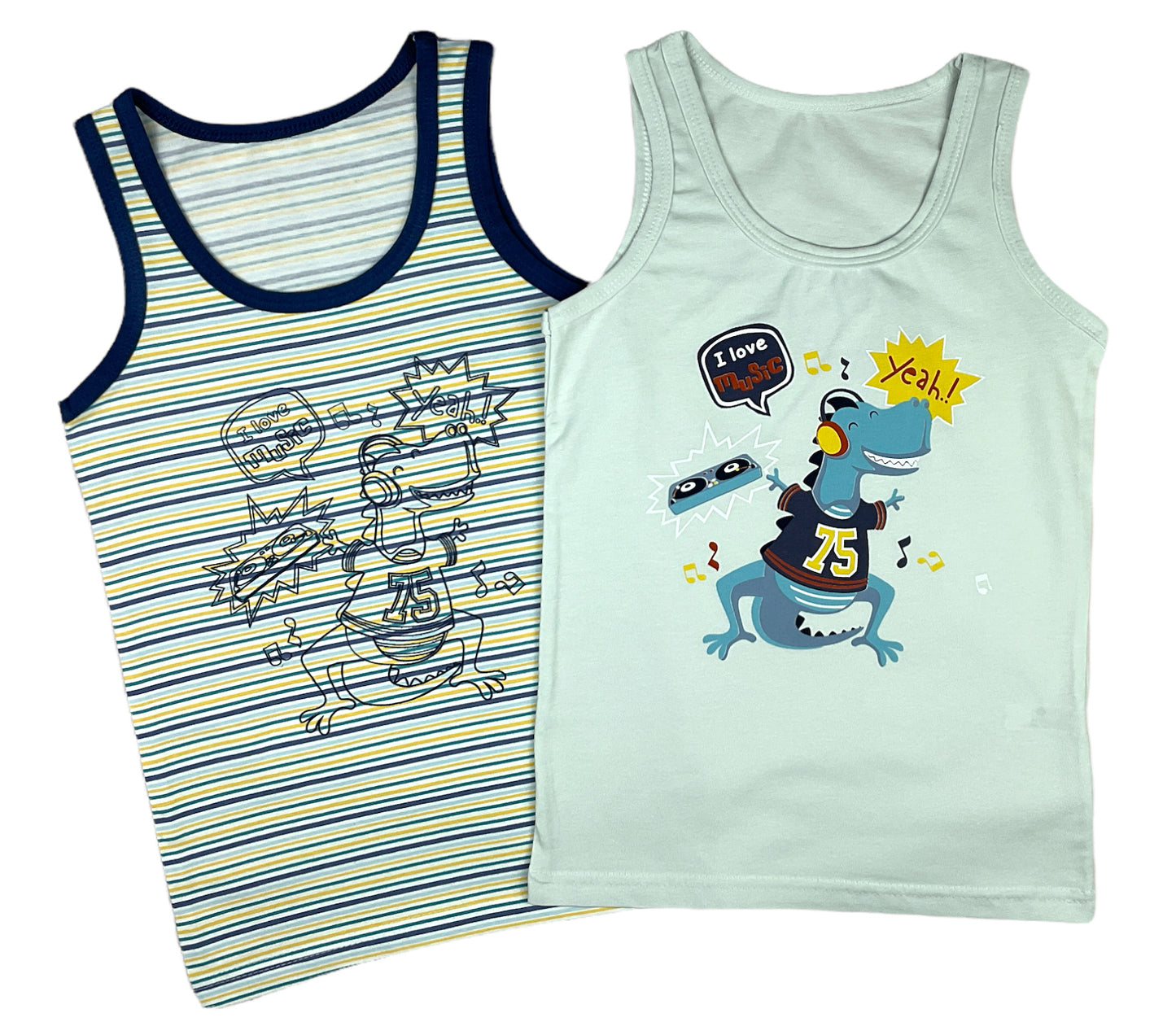 5er Set Jungen Unterhemden - Dinosaurier - Bunt