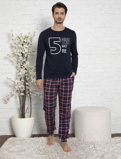 Herren Pyjama langarm Baumwolle Set Schlafanzug Hausanzug Nachtwäsche M-2XL