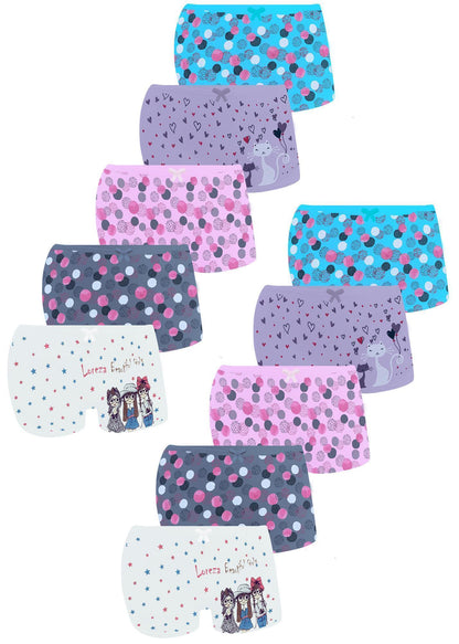 10er Set Mädchen Pantys - Punkte Sterne - Bunt