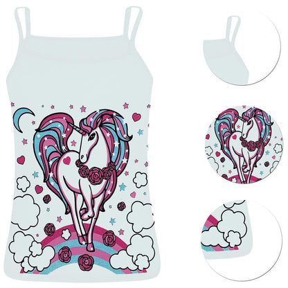 5er Set Mädchen Unterhemden - Unicorn - Bunt