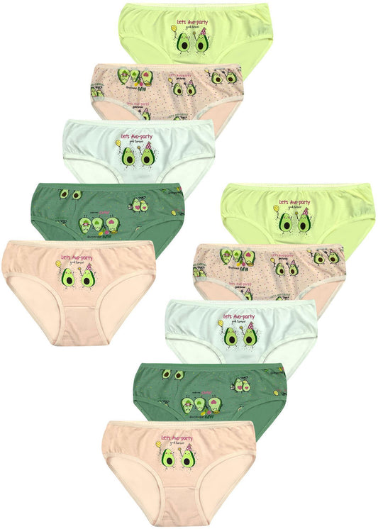 10er Set Mädchen Slips - Avocado - Bunt