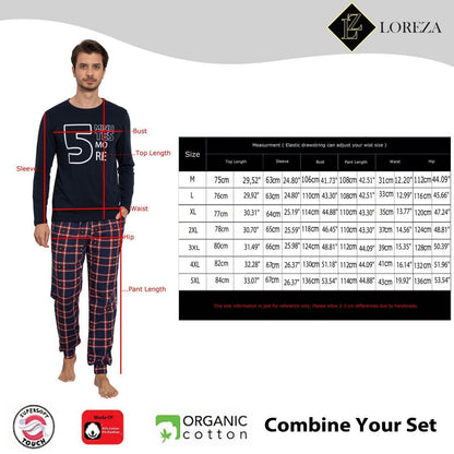 Herren Pyjama langarm Baumwolle Set Schlafanzug Hausanzug Nachtwäsche M-2XL