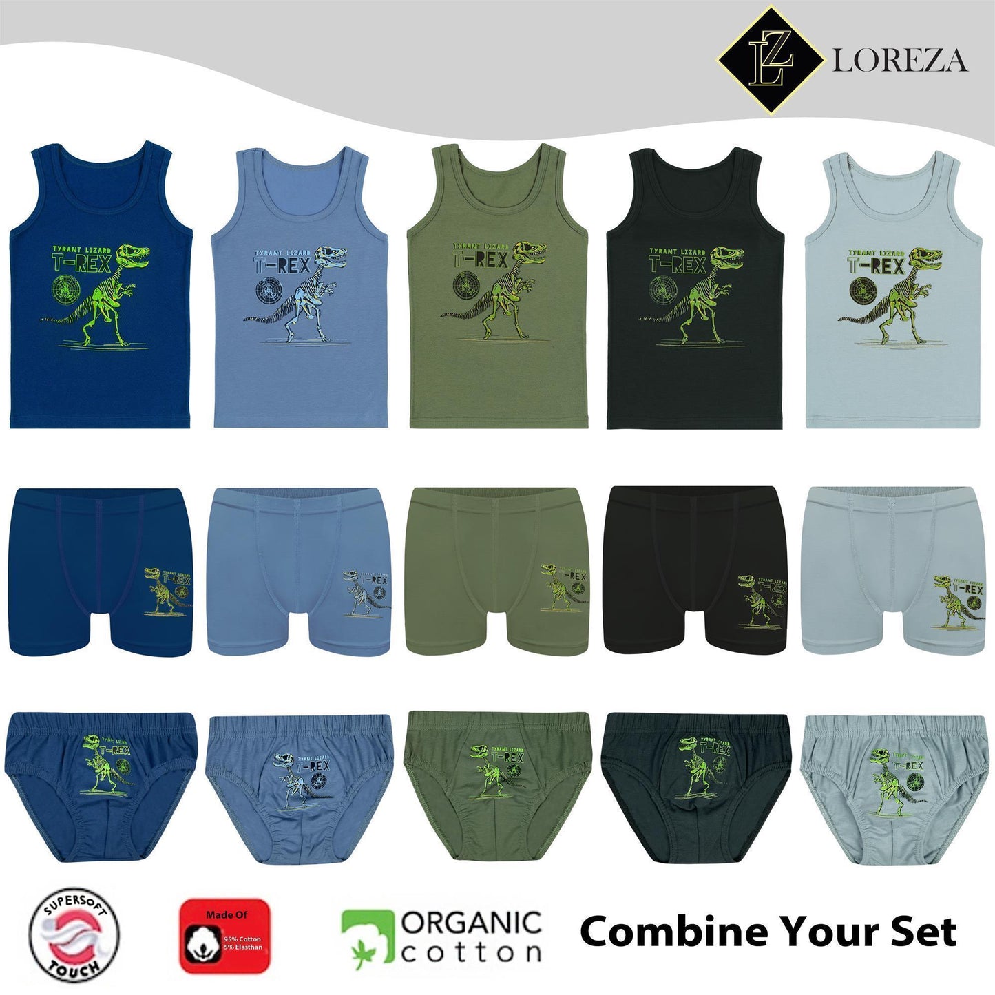 10er Set Jungen Slips - T-Rex - Bunt